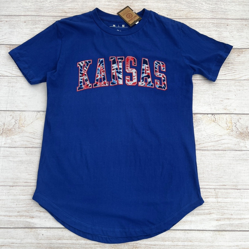 Three Square by Royce Apparel Kansas Logo Blue T-Shirt Size M